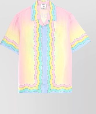 Casablanca tennis flame ball graphic shirt short sleeve