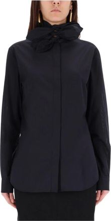 Moschino Overhemden, Dames, Zwart, L, Katoen, Shirt met strikdetail