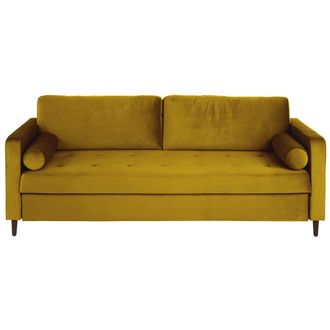 Maisons du monde Sof&aacute; cama de 3/4 plazas de terciopelo amarillo