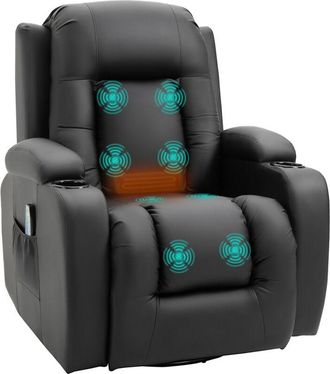 HOMCOM Homcom - sill&oacute;n de masaje reclinable hasta 150&deg; con 8 puntos de masaje vibrante funci&oacute;n de calefacci&oacute;n giratorio mando a distancia 85x94x104 cm