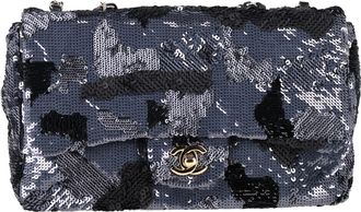 Chanel Chanel Medium Sequin Single Flap Bag in Navy Blue Denim