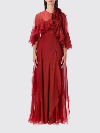 Alberta Ferretti Abito lungo da sera in chiffon di seta con rouches