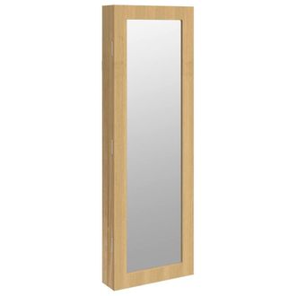 Berkfield Home Mirror Jewellery Cabinet Wall Mounted 30x8.5x90 cm in Light Tan