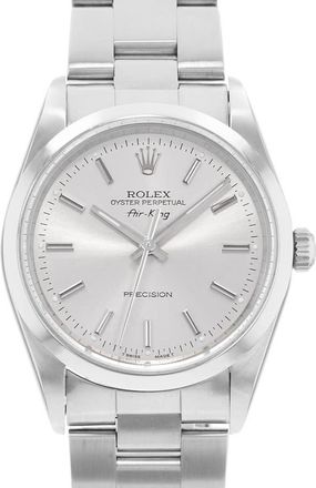 Rolex Pre-owned Rolex Air King 34 Automatic Chronometer Silver Dial Mens Watch 14000 SSO