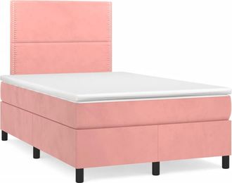 vidaXL Vidaxl - Cama Box Spring Con Colch&oacute;n Y Led Terciopelo Rosa 120x190 Cm