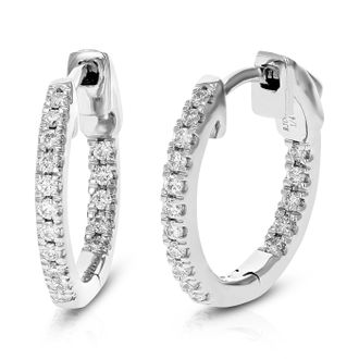Vir Jewels 1/4 cttw Lab Created Diamond Hoop Earrings 925 Sterling Silver Prong 1/2 Inch