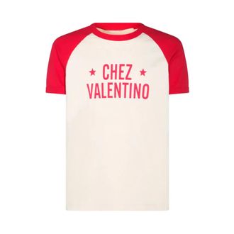 Valentino T-Shirts, male, Beige, M, Chez Print Cotton T-Shirt