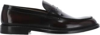 Doucal's Schoenen, Heren, Bruin, 41 EU, Leer, Bruin Leren Loafers Ronde Neus Hak
