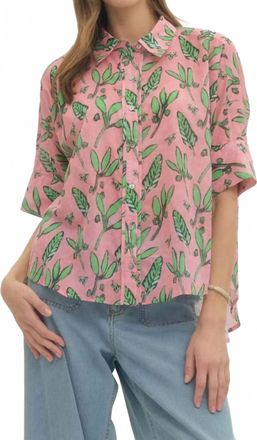 Entro Leafy Top In Pink