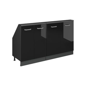 Vicco Armario De Cocina Para Techo Inclinado R-line, Negro/antracita De Alto Brillo, 140 Cm Lote De 2, Vicco