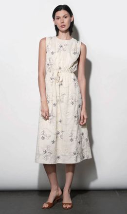 Greylin Camden Embroidered Sleeveless Dress With Back Cut Out In White