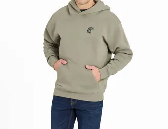 Life is good Mens Simple Fish Good Vibes Fleece Hood In Moss Green