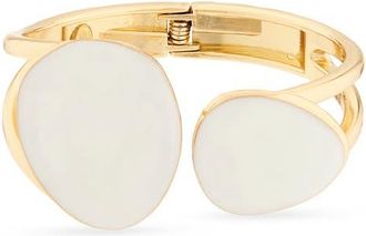 Kenneth Jay Lane Enamel Oval Cuff Bracelet in Gold/White at Nordstrom
