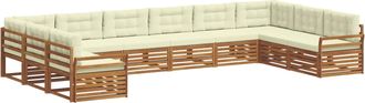 vidaXL Juegos De Sof&aacute;s 6 Uds. Natural Y Crema Madera De Acacia S&oacute;lida Vidaxl