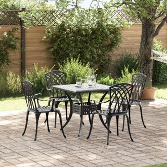 vidaXL 5-Piece Garden Dining Set - Black Cast Aluminum vidaXL