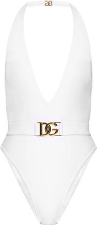 Dolce & Gabbana Plunge-neck Belted Swimsuit
