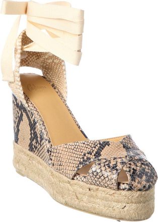Castaner Chabeli Snake-Embossed Leather Wedge Sandal