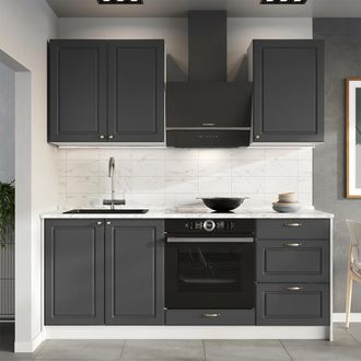Vicco Cocina Para Solteros Fame-line, Antracita-oro Landhaus/blanco, 190 Cm, Et Antracita, Vicco