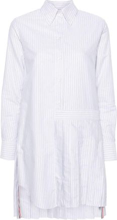 Thom Browne pleated striped shirt dress - women - Cotton - 40 - Grey