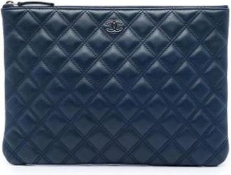 Chanel Pre-owned Vintage Quilted Clutch - Dames - Vintage Clutch - Blauw - ONE Size - Leer - Vintage
