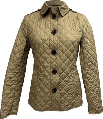 Burberry Pre-owned Womens Brit Button-Down Quilted Copford Jacket in Beige - Size IT 36 (Womens)