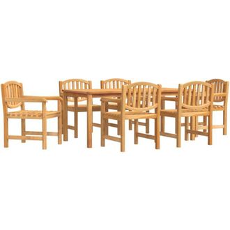 vidaXL Juego De Comedor De Jard&iacute;n 7 Piezas Madera Maciza De Teca Vidaxl