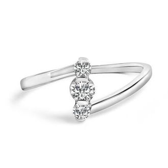 House of Brilliance 10K Gold 1/4 Cttw Lab Grown Diamond Vertical Three Stone Ring in White at Nordstrom, Size 6.5