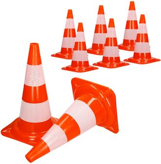 ECD Germany Ecd Germany - 8x Cono De Tr&aacute;fico Obra Pieza De Se&ntilde;alizaci&oacute;n Emergencia Color Naranja Y Blanco 47 Cm De Altura En Pvc Fuerte Y Robusto Pil&oacute;n De Segurid