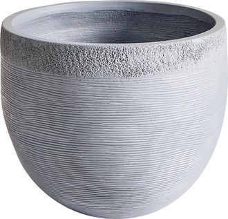 Beliani Maceta Gris 38 Cm Macetero Mezcla Arcilla Fibra Resistente Uv Zakros