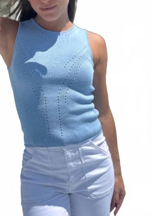 Bishop + Young Sharline Pointelle Tank Top In Coastal Blue