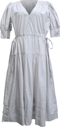 Ulla Johnson Imani Gathered Washed Midi Dress In White Cotton