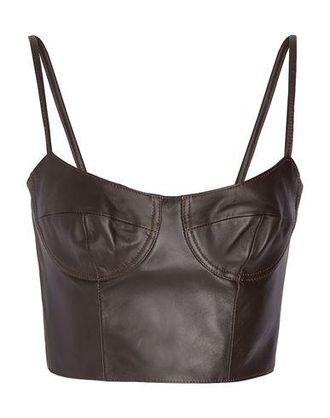 8 by YOOX LEATHER BODYCON CROP TOP
