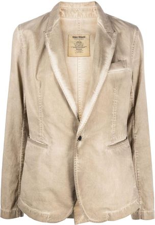 Uma Wang Jane contrast-stitch blazer - women - Cotton - M - Neutrals
