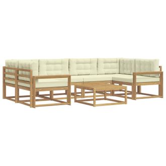 vidaXL Conjunto De Sof&aacute;s De Exterior Con Coj&iacute;n 5 Pcs Blanco Y Crema Vidaxl