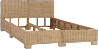 vidaXL Vidaxl - Cama con cabecero sin colchón ratán auténtico 140x200 cm