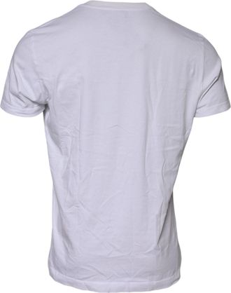 Dolce & Gabbana White Cotton Logo Patch Crew Neck Mens T-shirt (Pre-Owned)