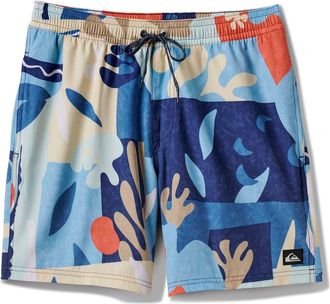 Quiksilver Surfsilk Mix Swim Trunks in Blue Cream Multi at Nordstrom Rack, Size Medium