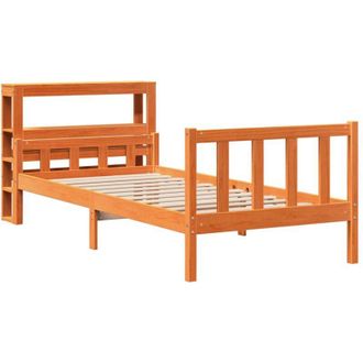 vidaXL Bed Frame with Headboard without Mattress Wax Brown 75x190 cm Small Single Vidaxl