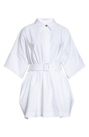 Givenchy Belted Cotton Poplin Mini Shirtdress in White at Nordstrom, Size 10 Us