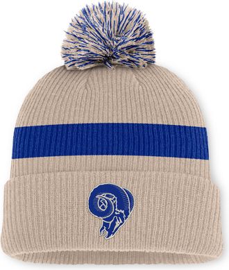 Nike Los Angeles Rams Rewind Peak Nike Mens NFL Cuffed Pom Beanie in Brown | NF160IKZ9TV-M17