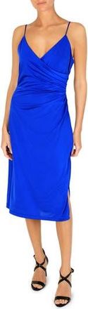 Julia Jordan Ruched Satin Jersey Midi Dress in Cobalt Blu at Nordstrom Rack, Size 10