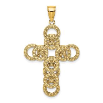 Diamond2Deal 14k Yellow Gold 2-D Circular Infinity Illusion Cross Charm Pendant