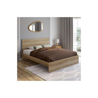 IDMarket Cama doble omaha con cabecero y somier 160 x 200 cm madera de haya
