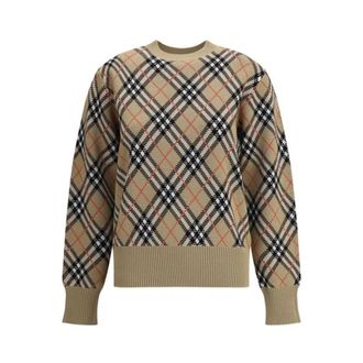 Burberry Jersey de lana a cuadros - Knitwear - Mujer - Beige - L