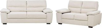 Beliani Living Room Set 5 Seater VOGAR Fabric Light Beige