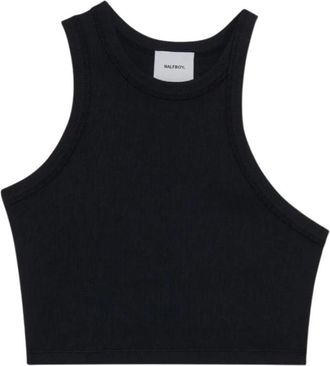 Halfboy Crop Tank Top - Dames - Tops zonder mouwen - Zwart - L - Katoen - Tops