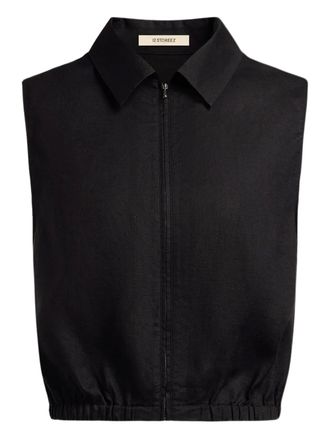 12 Storeez zip-front linen shirt - women - Linen/Flax - S - Black