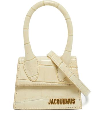 Jacquemus Leren shopper met logo-reli&euml;f - Beige