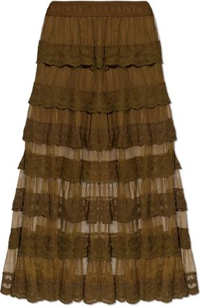 AllSaints Maggie Skirt - Dames - Maxi Rokken - Groen - S - Tule - Rokken