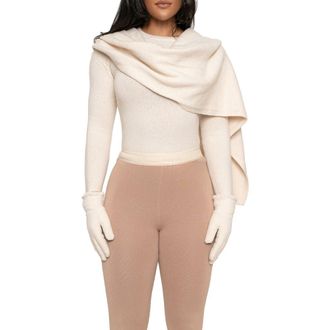 JLUXLABEL Rib Scarf Sweater in Milk at Nordstrom, Size X-Small